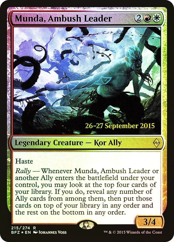 MTG FOIL Munda, Ambush Leader Prerelease Battle for Zendikar  - Promo: Date - Image 1 of 1