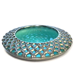1960s MCM/Hollywood Regency Silver/Turquoise The Fosters California Pottery Bowl - Picture 1 of 6
