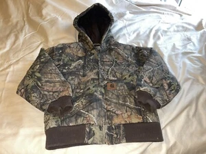 CARHARTT CAMO  XS/TP/SP (6)  LS  LINED  HOODED  QUILTED BOYS  COAT  PRE-OWNED - Picture 1 of 16