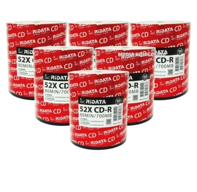 600 RIDATA 52X Blank CD-R CDR Branded Logo 700MB Recordable Media Disc 6x100pk - Image 1 of 4