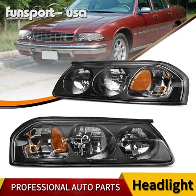 Headlights For 2000-2005 Chevy Impala Black Housing Amber Corner Headlamps - Изображение 1 из 4