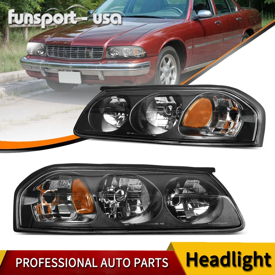 Faros para Chevy Impala 2000-2005 carcasa negra faros esquineros ámbar Foto 1 de 4