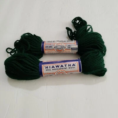Hiawatha Real Needlepoint Wool Yarn Color 70 Green Lot Of 2  - Image 1 of 4