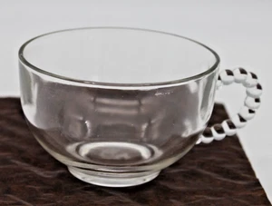Vintage Federal Glas Tee Bowle Tasse Klarglas gerippt Blasengriff - Bild 1 von 8