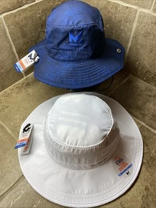 2 PACK Mission Wide Brim Outdoor Adjustable Vented Hat UPF 50 Blue White - Picture 1 of 8