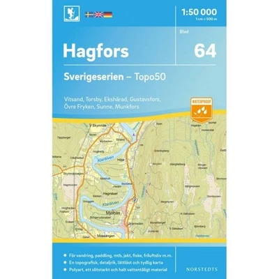 Sweden Hagfors - Outdoor map 64 1:50K walking hiking SALE - 50% OFF - Image 1 of 4