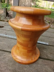 "A. Trueblood" Signed Arela, Mo. 11" Tall Handcrafted Wood Decor Vase Segmented - Picture 1 of 16