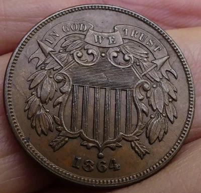 1864  2 CENT PIECE BROWN AU - Image 1 of 2