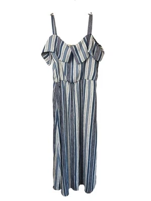 Maxi Vestido de Verano Luxology Para Mujer Talla 8 14x52 Hombro Frío Rayas Fluido Foto 1 de 4