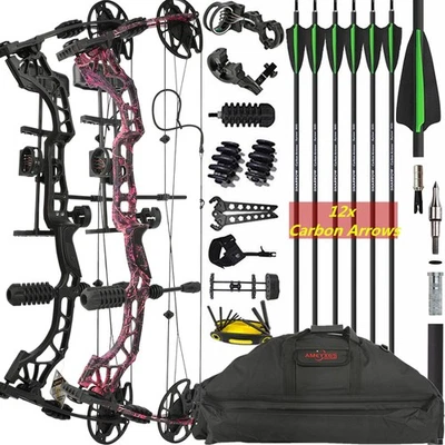 Compound Bow Arrows Set 35-70lbs Adjustable Archery Hunting Shooting Let Off 85% - Image 1 of 4