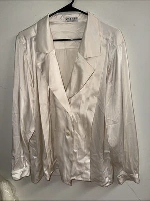 Блузка Jaeger 102–40 дюймов атласная плиссированная DB LS - Изображение 1 из 4