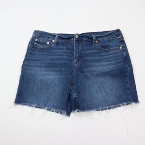 Gap 6" Jean Shorts Women 16 Blue Stretch Denim Mid-Rise Raw Hem Cut Off - Picture 1 of 9