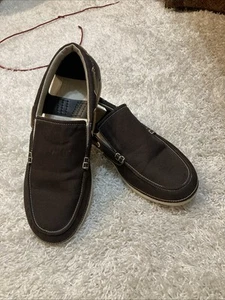 Crocs Men's Beach Line Dark Grey Canvas Water Boat Loafers Shoes Size 10 - Picture 1 of 6