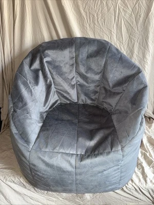 Joey Bean 包椅,毛绒,儿童/青少年,2.5 英尺,灰色,可重复充填,毛绒,轻松 — 第 1/4 张图片