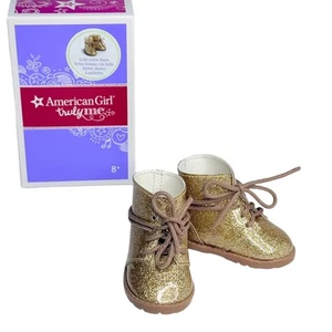 Botas American Girl Oro Brillo Brillante Muñeca Zapatos Largos Marrón Cordones Nueva Caja - Imagen 1 de 8