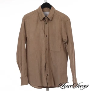 LNWOT SEH Kelly Light Mocha Brown Thin Wale Corduroy Button Down Fall Shirt L NR - Picture 1 of 6