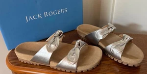 NEW Jack Rogers Sandals Size 8M 8 Double Knot Silver Comfort Rose Style NIB - Picture 1 of 6