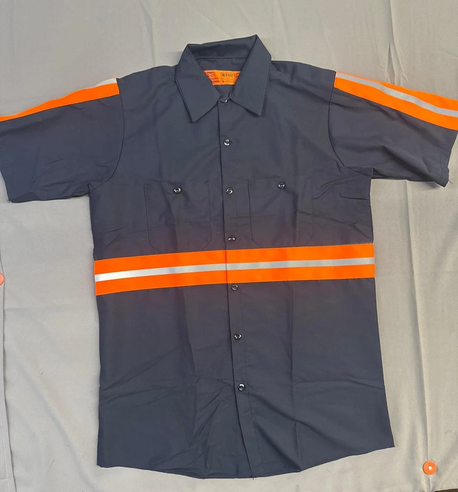 Camisa de trabajo industrial de manga corta Red Kap para hombre visibilidad mejorada, azul marino Foto 1 de 1