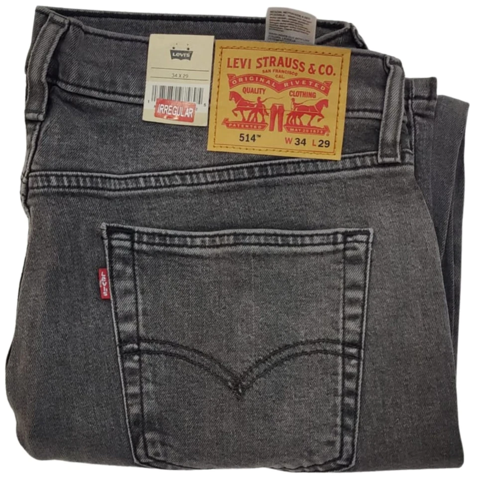 LEVI'S Jeans uomo denim Levis 514 elasticizzato grigio slim aderente comodo taglie dalla 28 alla 42