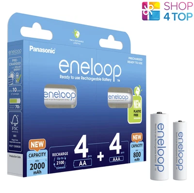8 PANASONIC ENELOOP RECHARGEABLE AAA + AA BATTERIES BLISTER PACK 1.2V 2000mAh - Image 1 of 4