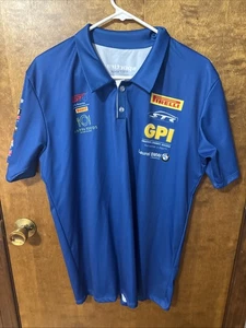 Pirelli BMW Polo Shirt Mens Large Blue Performance Logo Racing - Picture 1 of 9