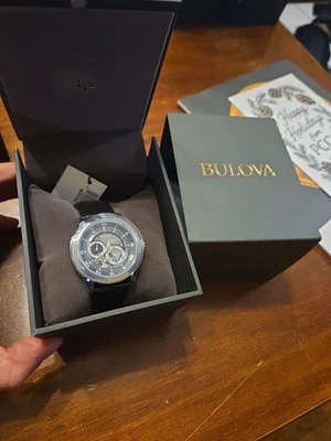 Bulova Men's Classic Sutton 96A135 Automatic Leather Strap Watch Black Dial 42mm - Image 1 of 4