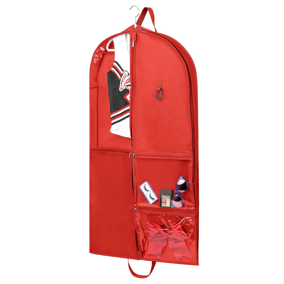 - 40 inch Garment Bag with PVC Pouches (Cardinal Red) - Image 1 of 4