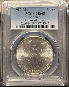 1987 MO MEXICO PCGS MS68 ONZA **TOP POP!!!** .999 SILVER 1oz LIBERTAD GEM Rare - Picture 1 of 2