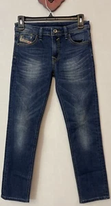 Diesel Industry Boys Size 10 Blue Mid-Rise Slim Straight Denim Logo Jeans! M821 - Picture 1 of 9