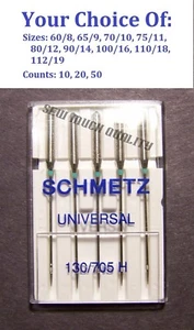 NEEDLES UNIVERSAL 130/705H Home Sewing Machine Sizes 8,9,10,11,12,14,16,18,19 - Picture 1 of 4