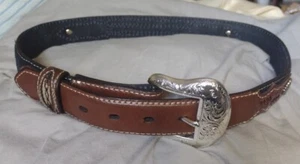 Women's Sz.28 Nocona Brown Leather Western Belt/ Braided Horse Hair/Conchos NEW - Picture 1 of 5