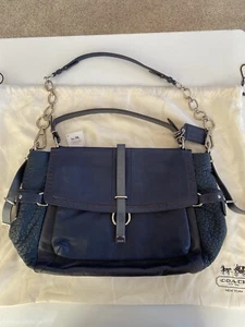 Coach Pinnacle Eva Lake Leather Satchel Shoulder Bag Limited Edition- $698 Navy - Picture 1 of 17