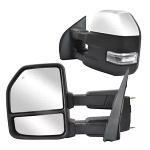 LH RH Tow Mirrors for 2017-19 Ford F150 Pickup Power Heated Signal Chrome 8 Pin - Picture 1 of 13