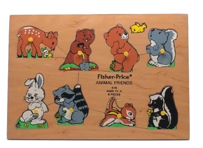Fisher Price 1979 Wooden Animal Friends Peg Puzzle - Image 1 of 4