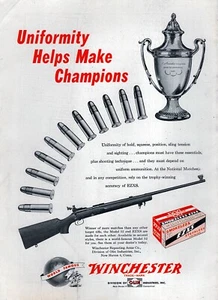 Winchester 1950 modelo 52 caza rifle anuncio original impreso en color - Imagen 1 de 1