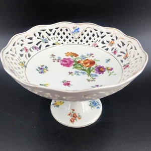 Vintage Schumann Dresden Netz Porzellan Kompott Sockel Schale Fuß Exc 10X6 - Bild 1 von 10