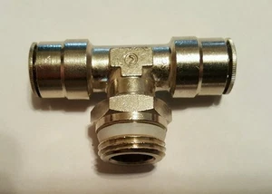 Camozzi Nickel Plated Brass Push Lock Male Branch 1/2" Tee Swivel P6430 08-08 - Bild 1 von 2
