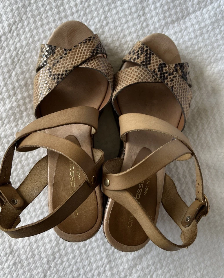 ANDRE ASSOUS JENNY Estampado Piel de Serpiente Diseñador Tirantes Plataforma Cuñas Tacones 8 Foto 1 de 4