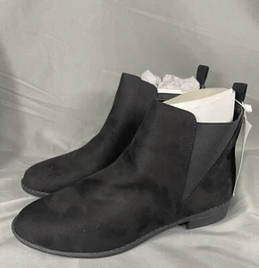 MaxMuxun bequeme klassische flache Damen-Chelsea-Stiefeletten US 8 aus Kunst-Wildleder schwarz - Bild 1 von 7