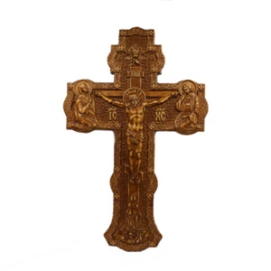 Wooden Cross with Prayer Orthodox Carved Crucifix Jesus Christ 19.68" #03 - Picture 1 of 1