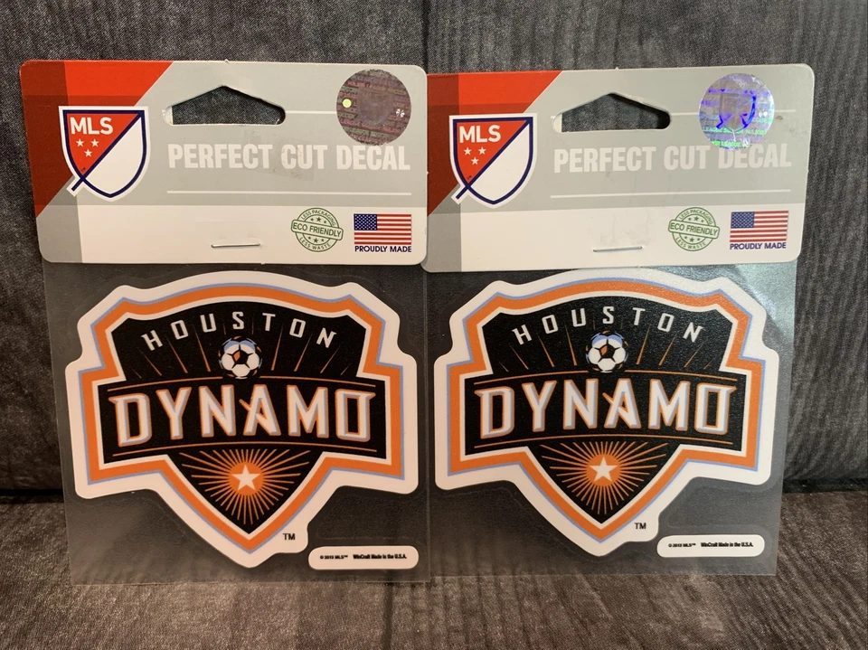 TWO Soccer MLS Decals Houston Dynamo Cut Decals size 4"x4" - Image 1 of 1