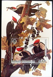 CENTRAL AFRICA BIRD STAMPS S/S 1985 MNH DRYOCOPUS WOODPECKER? AUDUBON WILDLIFE - Picture 1 of 1