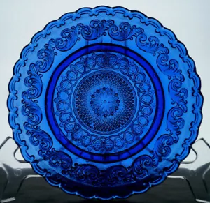 French St Louis Cobalt Pressed Glass Sand & Garland Pattern 7 Inch Plate C.1840 - Picture 1 of 12