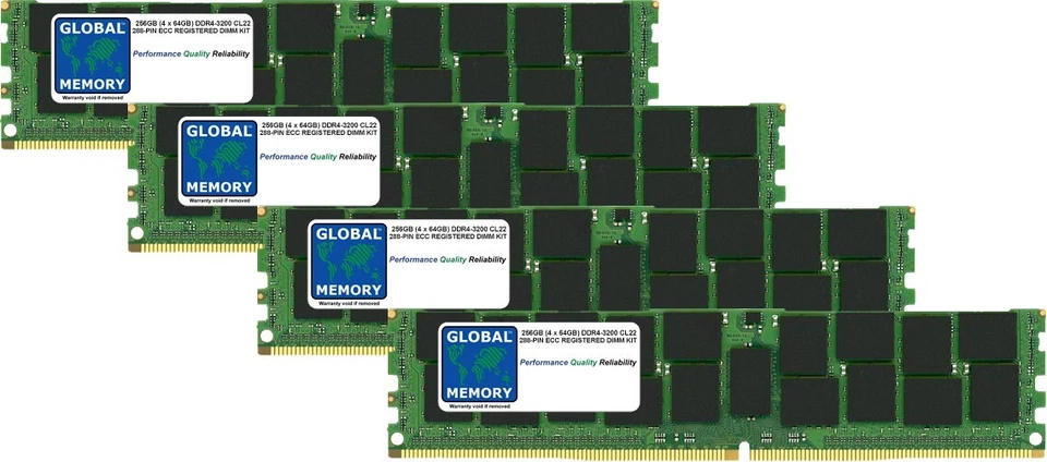 256GB 4x64GB DDR4 3200MHz PC4-25600 288-PIN ECC REGISTERED RDIMM SERVER RAM KIT - Image 1 of 1