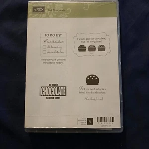 NEW Stampin Up Stamp Eat Chocolate Set of 4 Original Packaging - Picture 1 of 2