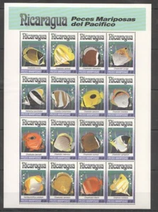 PK097 NICARAGUA PECES MARIPOSAS DEL PACÍFICO VIDA MARINA PECES SIN MONTAR O NUNCA MONTADA - Imagen 1 de 1