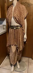 Vintage Professional Metallic Copper Beaded Belly Dancing Costume 4 Piece EUC - Picture 1 of 9