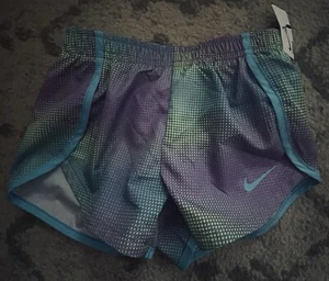 Nike Dry Sweat Shorts Girls Toddler 2T Dri Fit Pull On Purple Green Blue - Picture 1 of 3