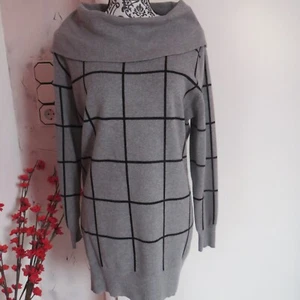 Longpulli Pulli Pullover"CREATION L"Grau/Schwarz Karo großer Kragen Gr.44 NP €49 - Bild 1 von 9