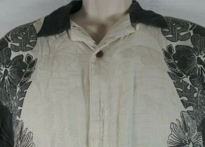 Camisa Irvine Park Para Hombre Extra Grande Beige Hawaiana Floral Botón Hibisco Foto 1 de 4